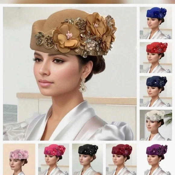 Sophisticated Black Floral Embellished Hat - Picture 3 of 3